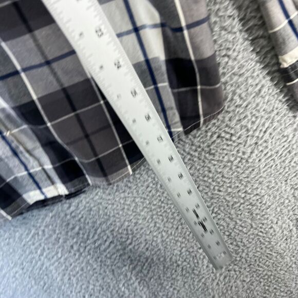 American Eagle Shirt Mens Large Gray Blue White Plaid Checkered Button Down Logo - Picture 6 of 11
